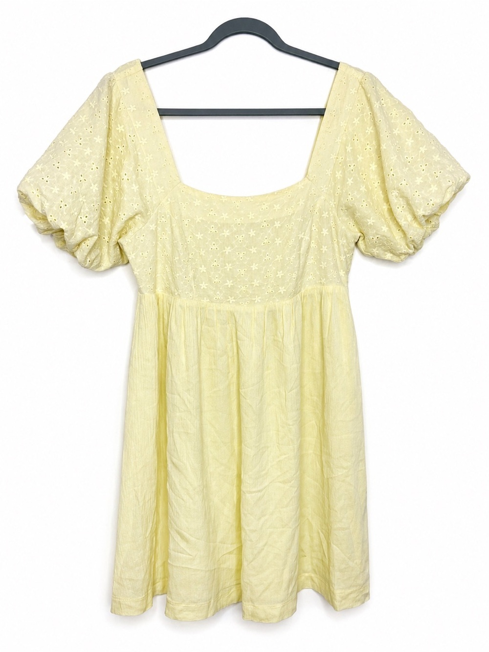 Hem And Thread Dress Womens Medium Puff Sleeve Eyelet Sunshine Soft Feminine